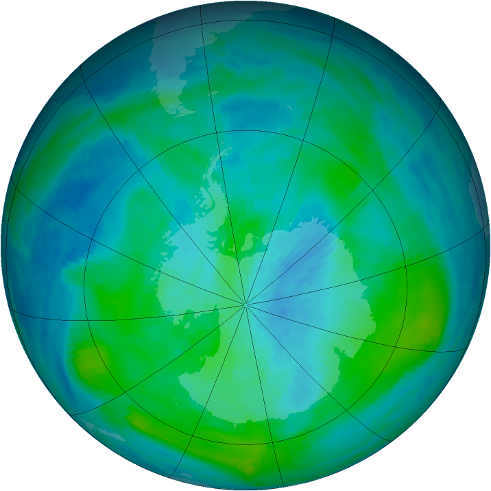 Antarctic ozone map for 02 March 1988